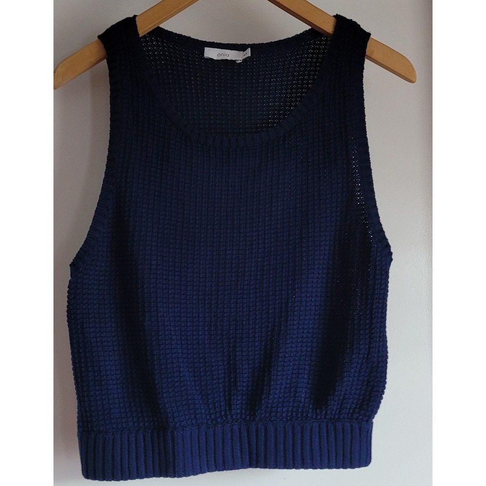 Onia Navy Blue Sleeveless Knit Sweater